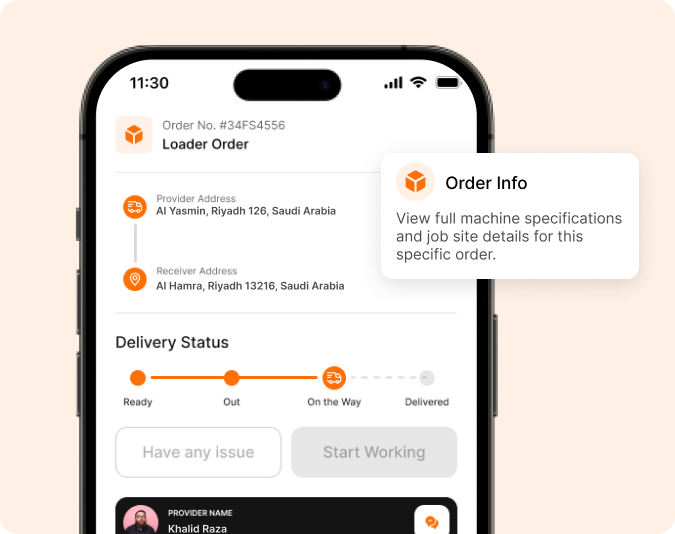 Receive Equipment – app screen