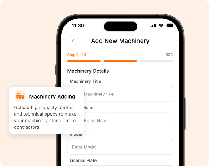 Add your Equipment – app screen